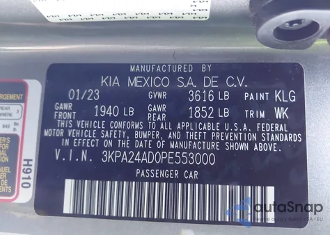 2023 Kia Rio S from USA, damaged, VIN 3KPA24AD0PE553000